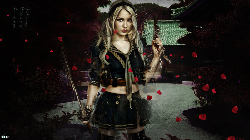 Blonde Woman with Swords — Black