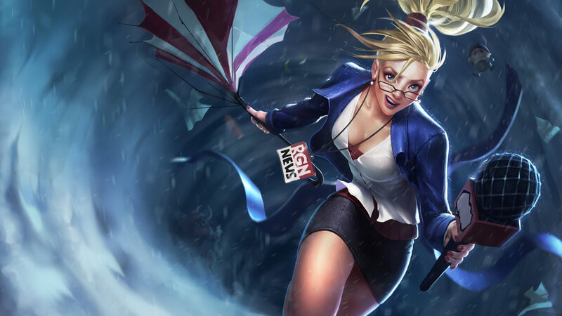 Blonde Woman with Umbrella — Blue, Dramatic, Night