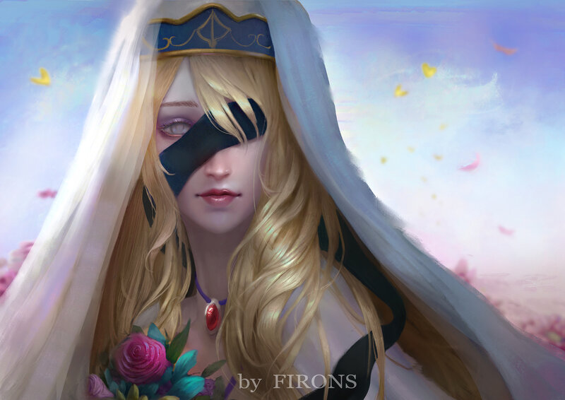 Blonde Woman with Veil — White