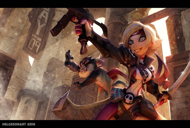 Blonde Woman with Weapon — Brown