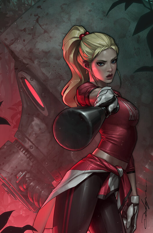 Blonde Woman with Weapon — Red