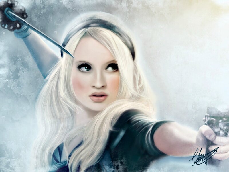 Blonde Woman with Weapons — White