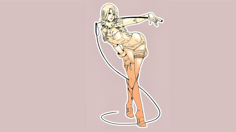 Blonde Woman with Whip — Beige