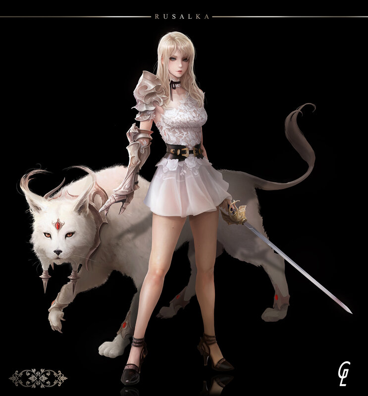 Blonde Woman with White Fox
