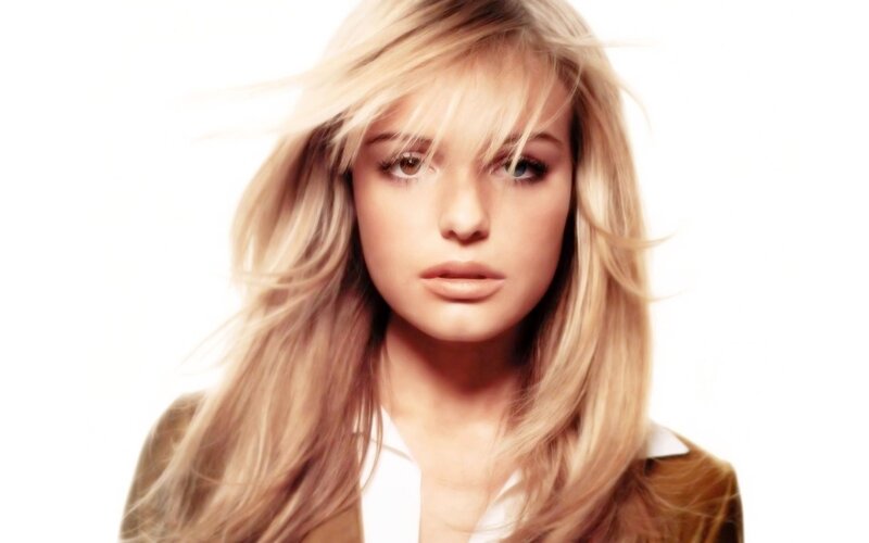 blonde woman with white shirt