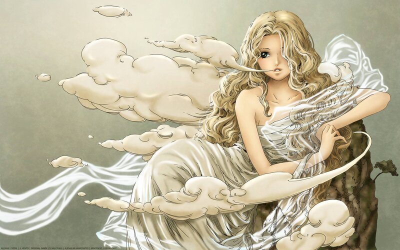 Blonde Woman with Wings — Beige