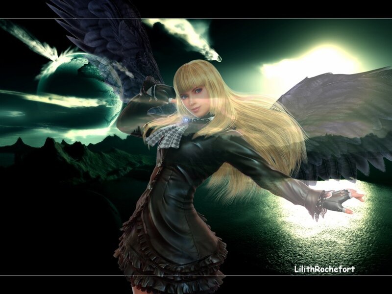 Blonde Woman with Wings — Black