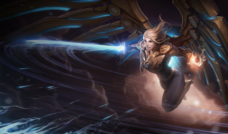 Blonde Woman with Wings — Blue, Dramatic