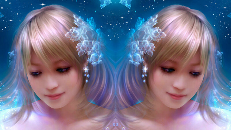Blonde Woman with Wings — Blue, Serene