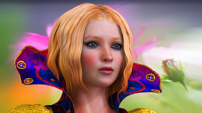 Blonde Woman with Wings — Blue