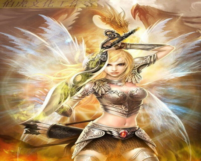 Blonde Woman with Wings — Gold