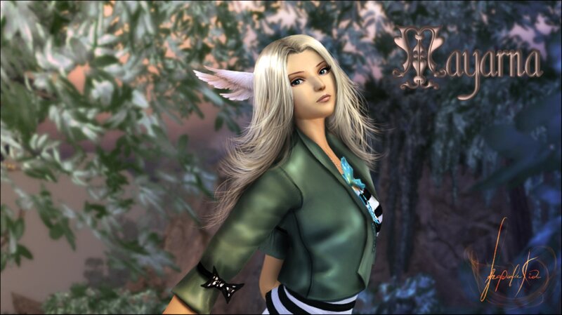 Blonde Woman with Wings — Green
