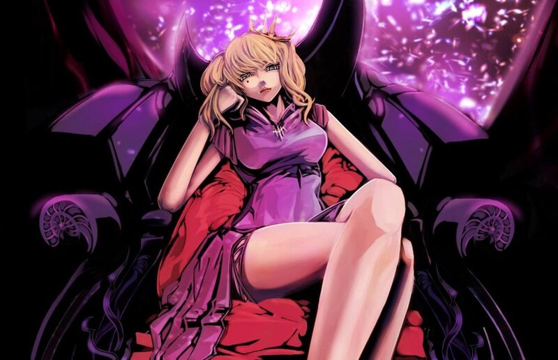Blonde Woman with Wings — Purple, Dramatic, Anime