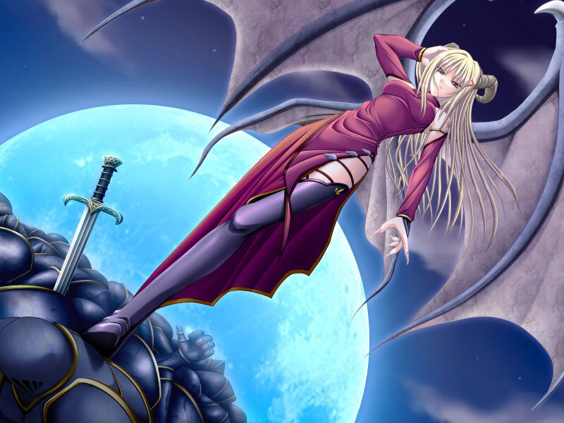 Blonde Woman with Wings — Purple, Dramatic