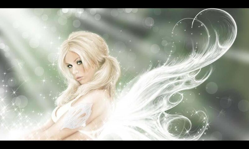 Blonde Woman with Wings — White, Ethereal