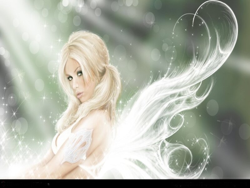 Blonde Woman with Wings — White