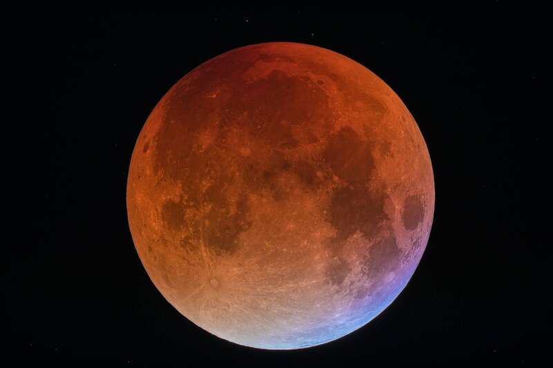 Blood Moon During Eclipse — Red