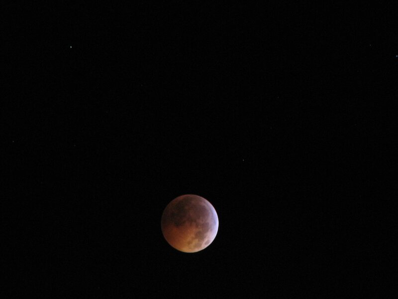 Blood Moon in Night Sky — Black, Dramatic, Photograph, Stars, Red, Orange