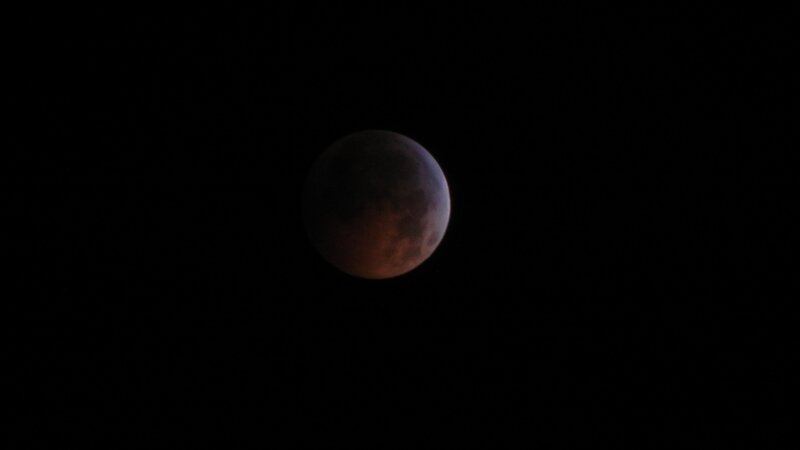 Blood Moon in Night Sky — Black, Dramatic, Photograph