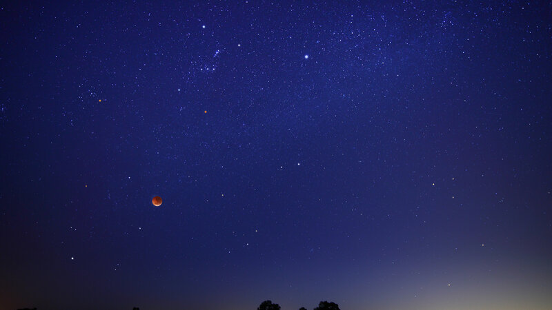 Blood Moon in Night Sky — Blue