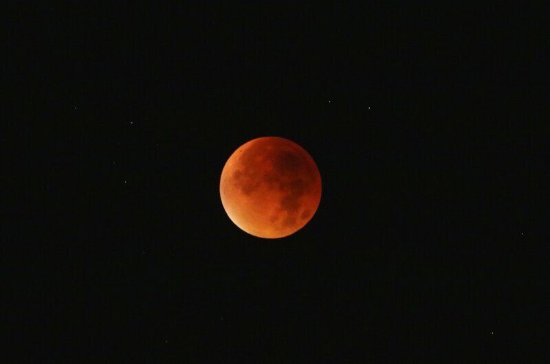 Blood Moon in Night Sky — Red, Dramatic, Photograph