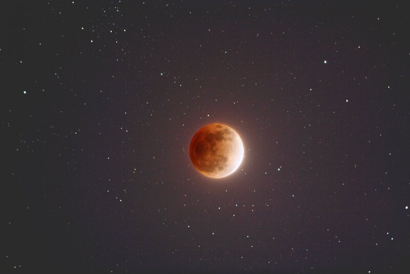 Blood Moon in Night Sky — Red