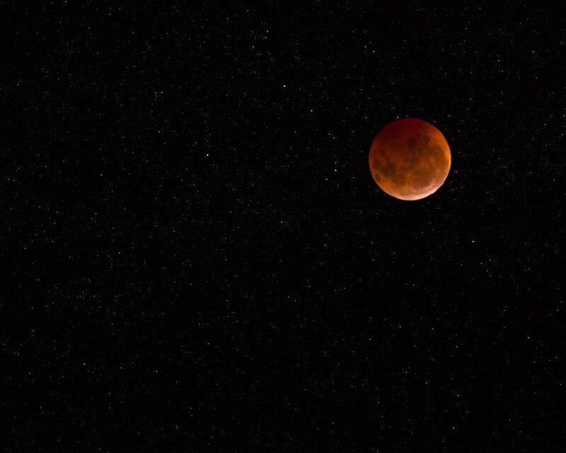 Blood Moon in Night Sky — Stars