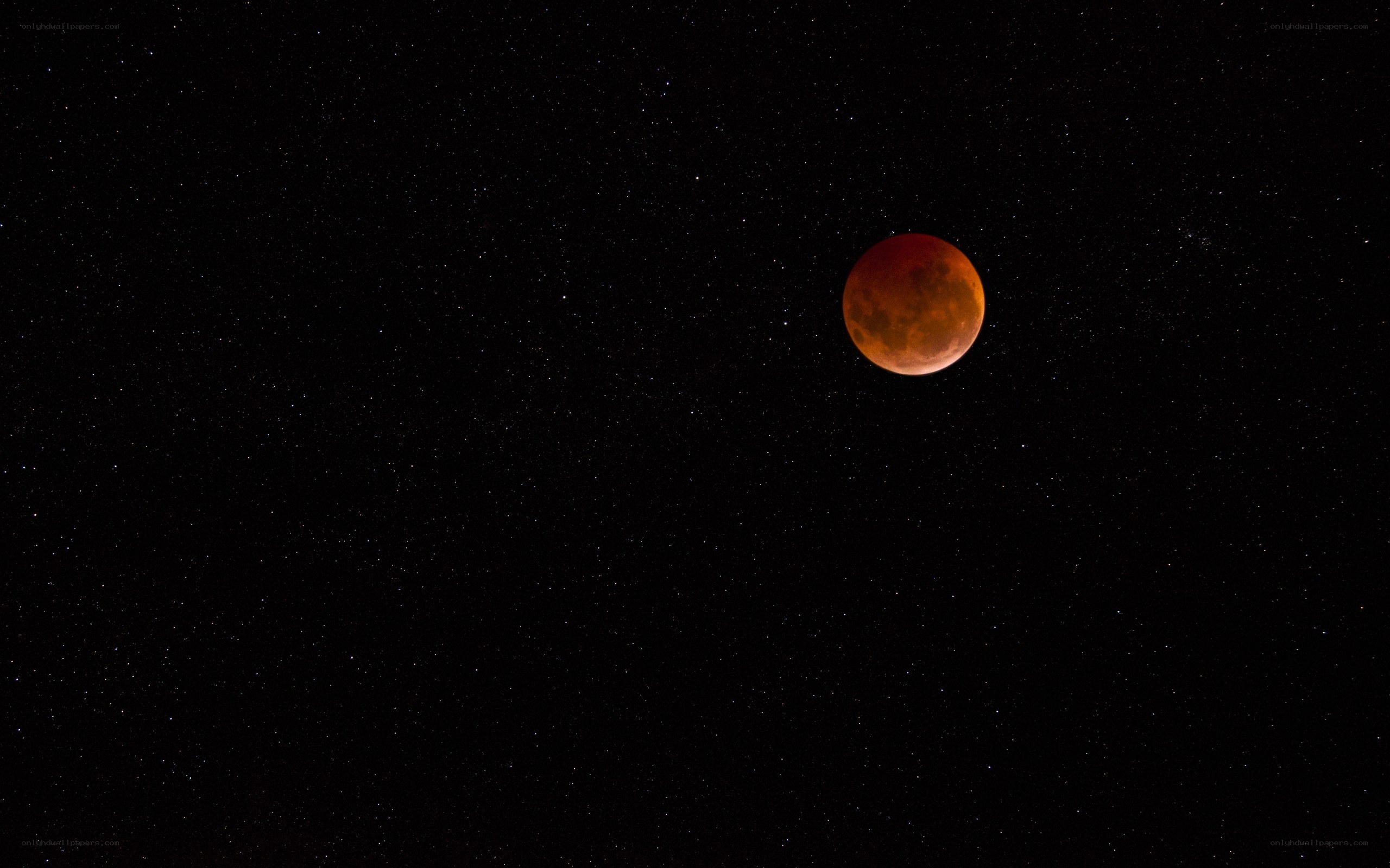 Blood moon in starry sky