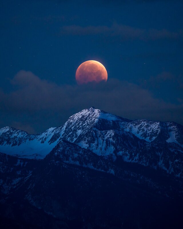 Blood Moon over Mountains