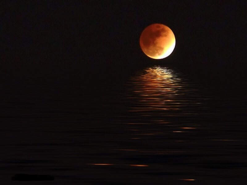 Blood Moon over Water