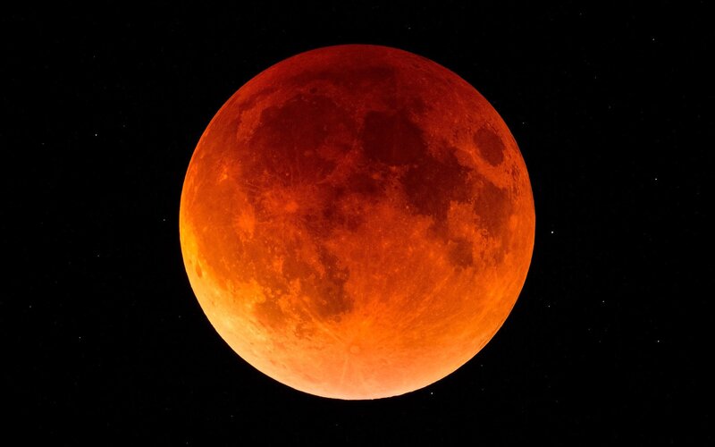 Blood Moon — Red, Dramatic, Night, Photograph, Night Sky, Stars
