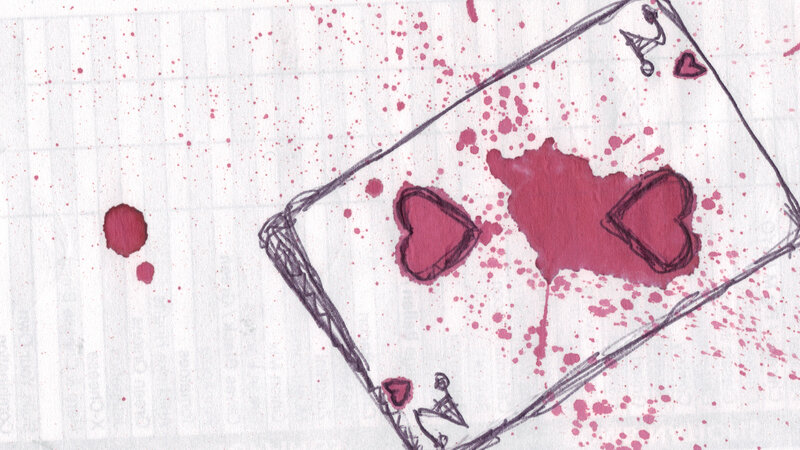blood-splattered heart card