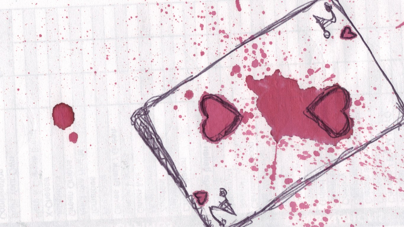 blood-splattered heart card