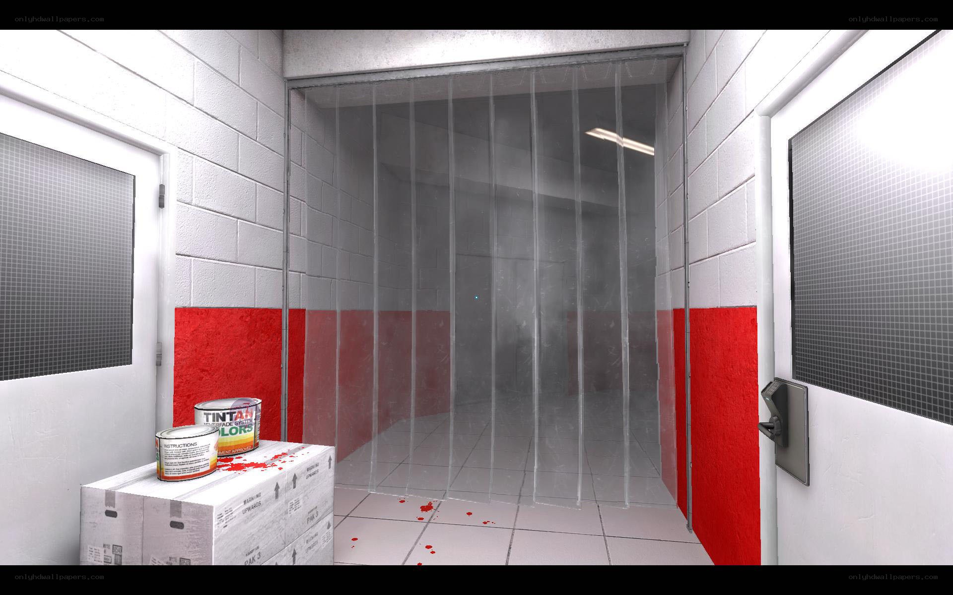 Blood-stained storage room