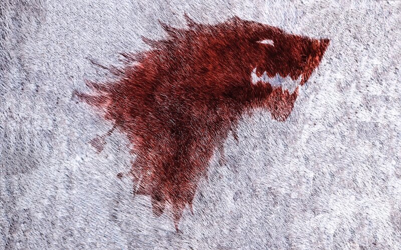Blood-stained Wolf Head — Red, Dark, Ominous