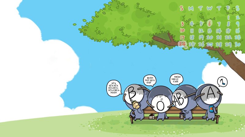 Blood Type Characters on Bench