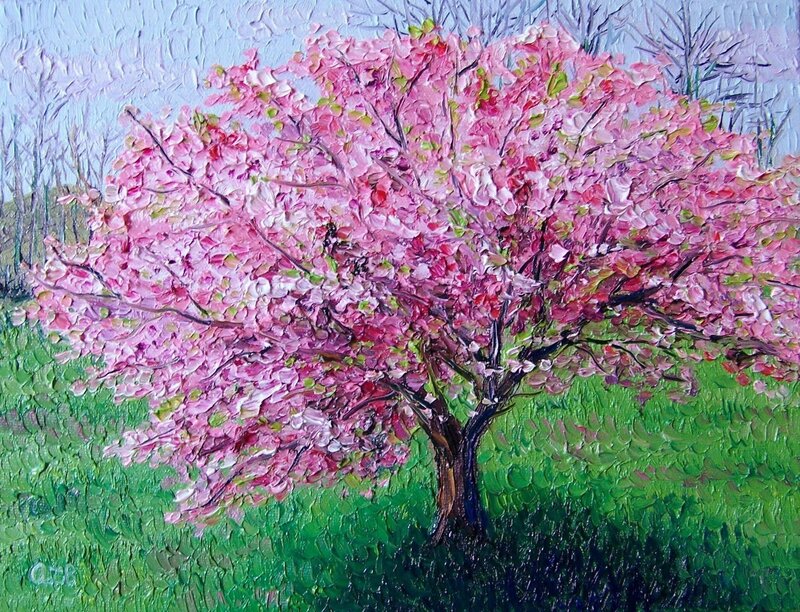 blooming cherry tree painting