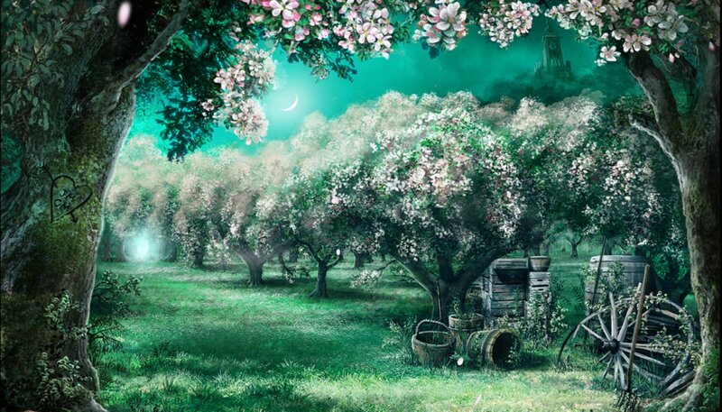 Blossoming Orchard at Night