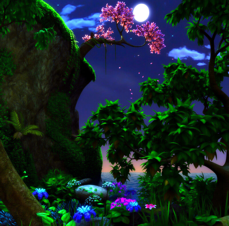 Blossoming Tree at Night