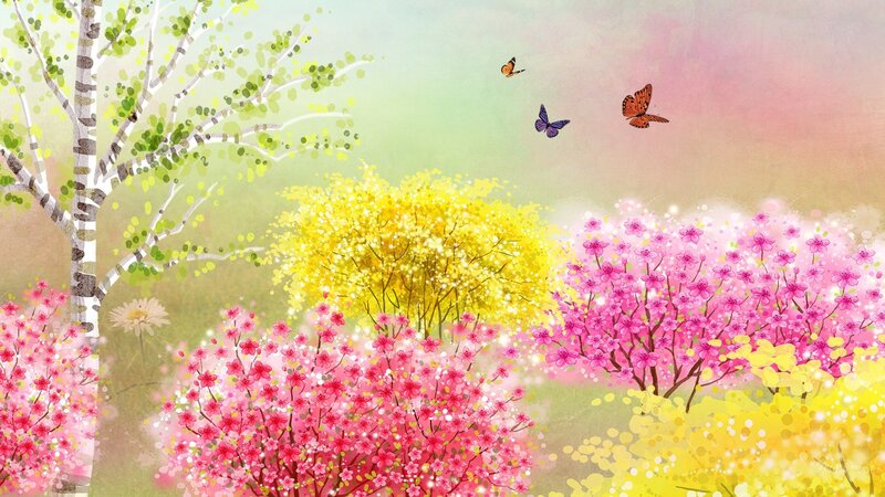 Blossoming Trees and Butterflies
