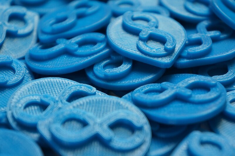 Blue 3d-printed Tokens