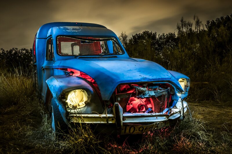 Blue Abandoned Car