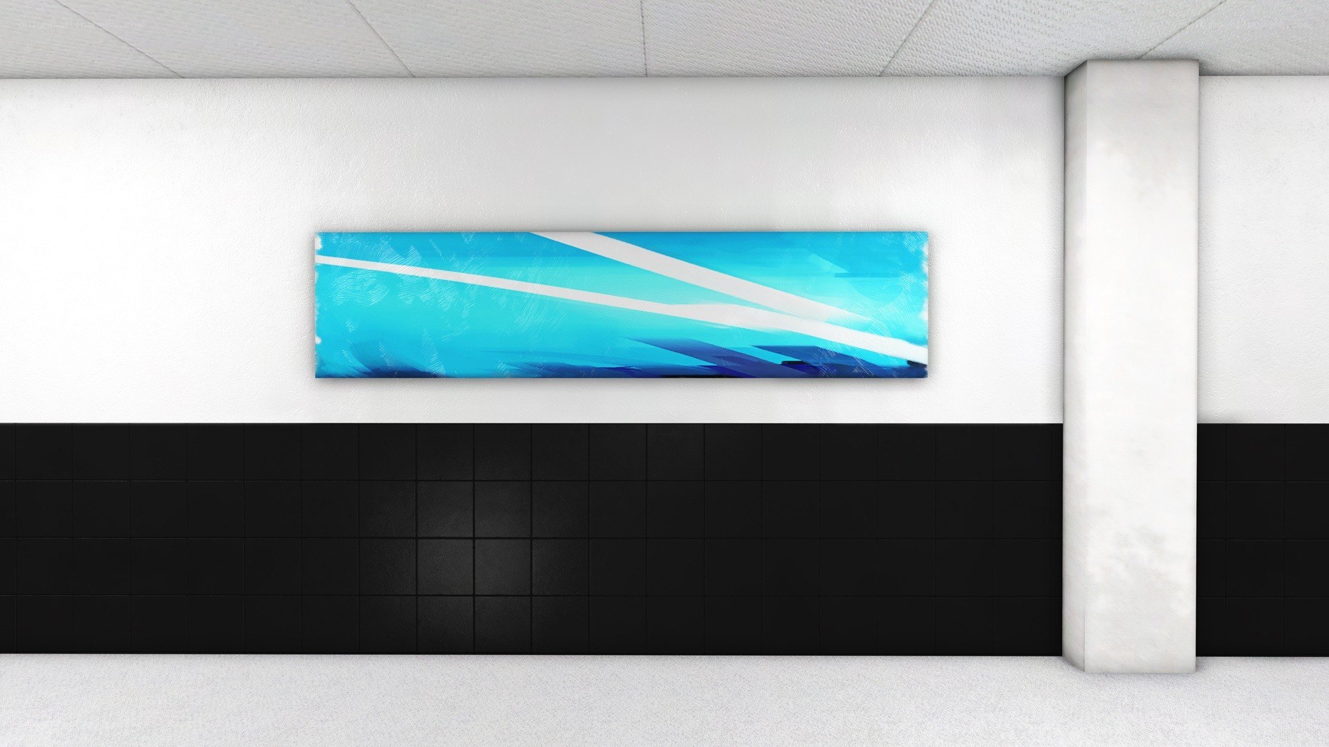Blue abstract art on wall