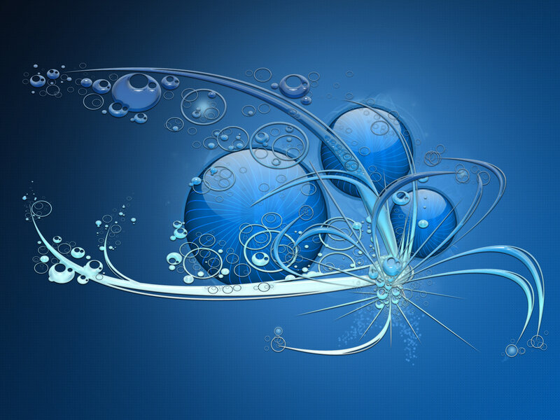 Blue Abstract Bubbles — Calm, Digital Art