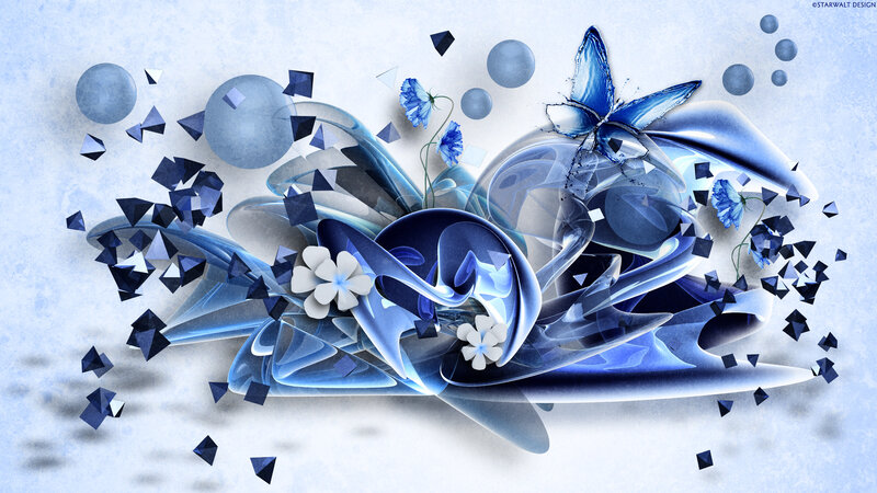 Blue Abstract Design — Serene, Digital Art