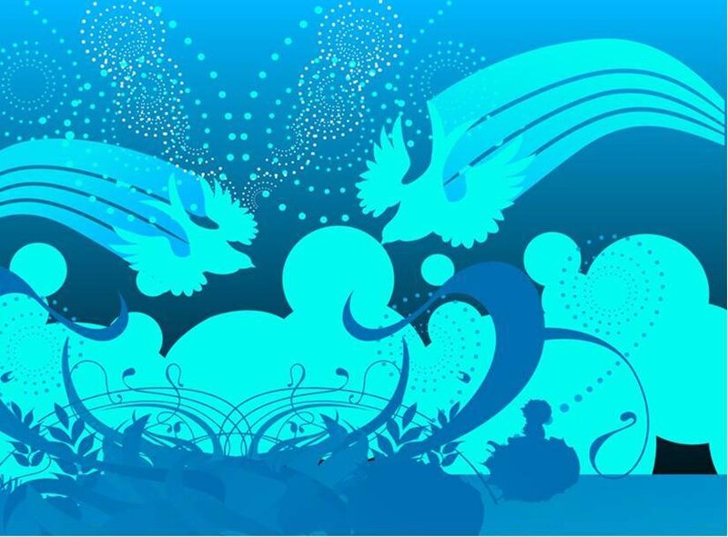 Blue Abstract Design — Serene, Vector Art