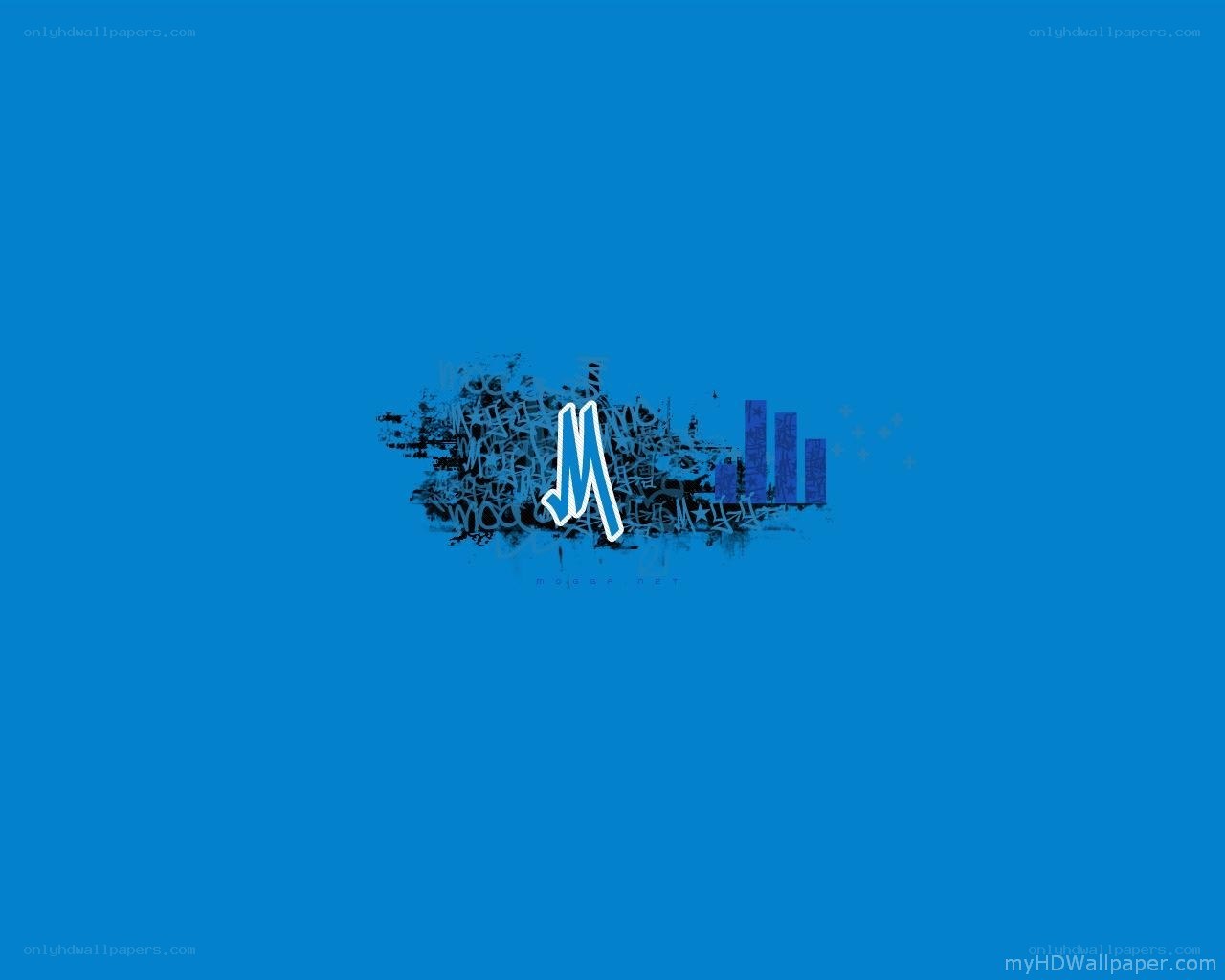 blue abstract design with letter M