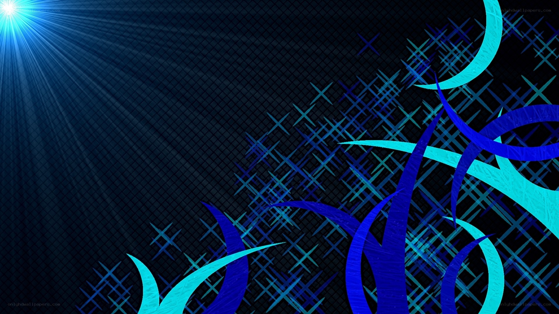 blue abstract design with light rays