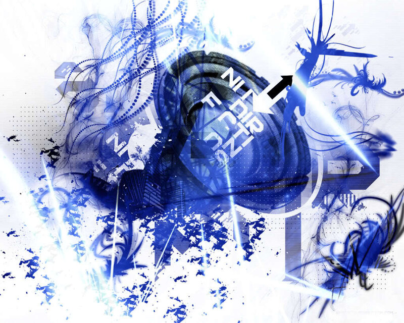 Blue Abstract Digital Art — Dynamic, Digital Art, Text