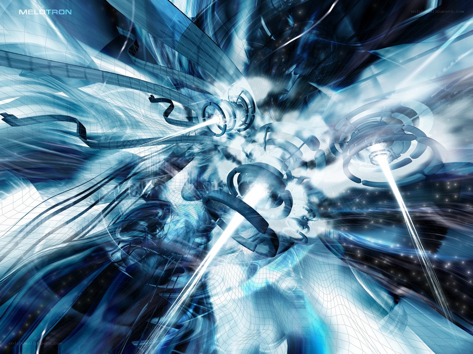 Blue abstract digital explosion